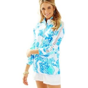 Lilly Pulitzer Lace-sleeve popover
